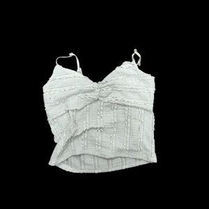 ✨ White cropped tank top with ruched details✨